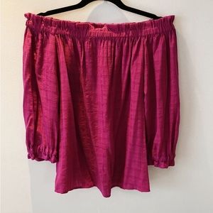 ANN TAYLOR PINK OFF SHOULDER BLOUSE